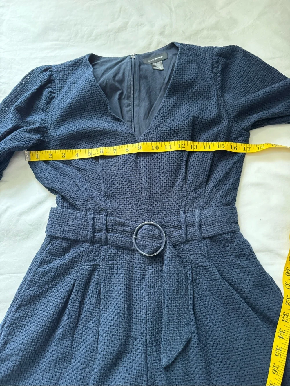 Club Monaco Navy Blue Eyelet PuffSleeve Belted Romper 4 S Small